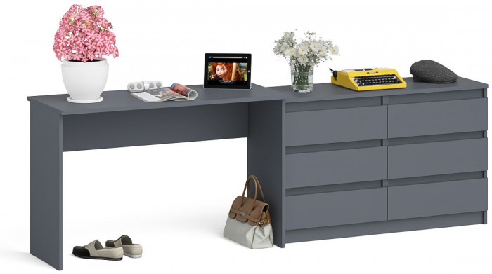 Мори письменный стол МСП1200.1 + Комод МК1200.6, графит
