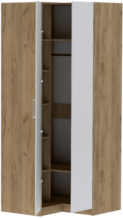 Шкаф угловой "Иннэс-7" - Крафт золотой/Белый глянец