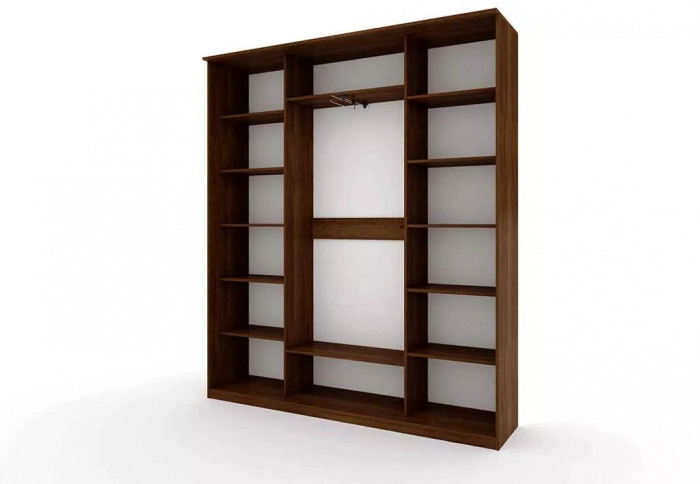 Шкаф купе Модерн 2076х450 3-х дверный 3-х секционный зеркальный с пескоструем №1 венге