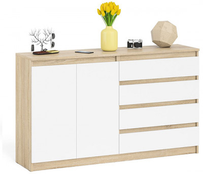 Мори Комод МК1600.1, цвет дуб сонома/белый, ШхГхВ 160,4х41х94 см., НЕ универсальная сборка
