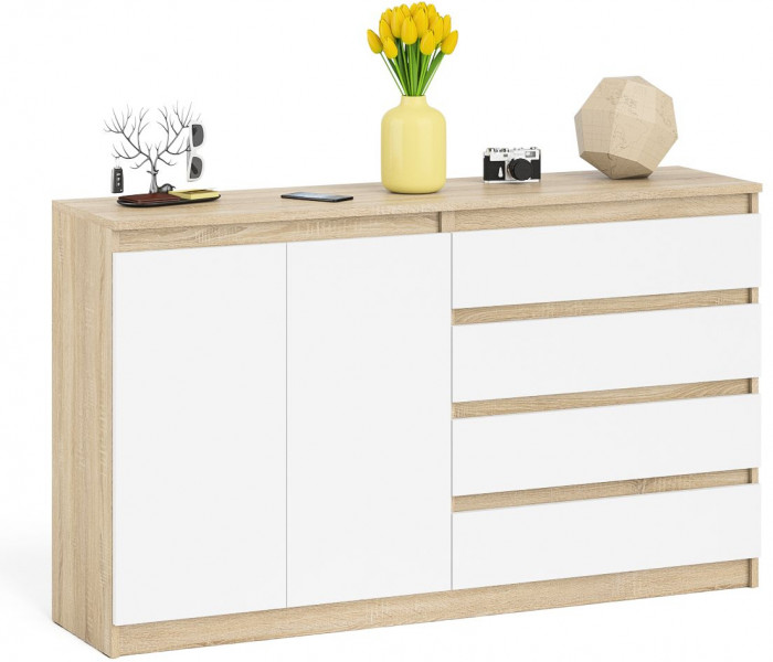 Мори Комод МК1600.1, цвет дуб сонома/белый, ШхГхВ 160,4х41х94 см., НЕ универсальная сборка