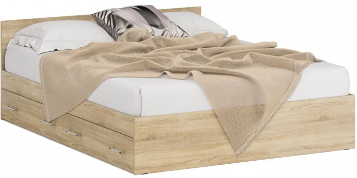 Кровать с ящиками 1600 + Шкаф угловой Стандарт, цвет дуб сонома, ШхГхВ 163,5х203,5х70 + 81,2х81,2х200 см., сп.м. 1600х2000 мм., б/м, основание есть