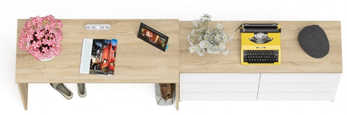 Мори письменный стол МСП1200.1 + Комод МК1200.6, дуб сонома/белый