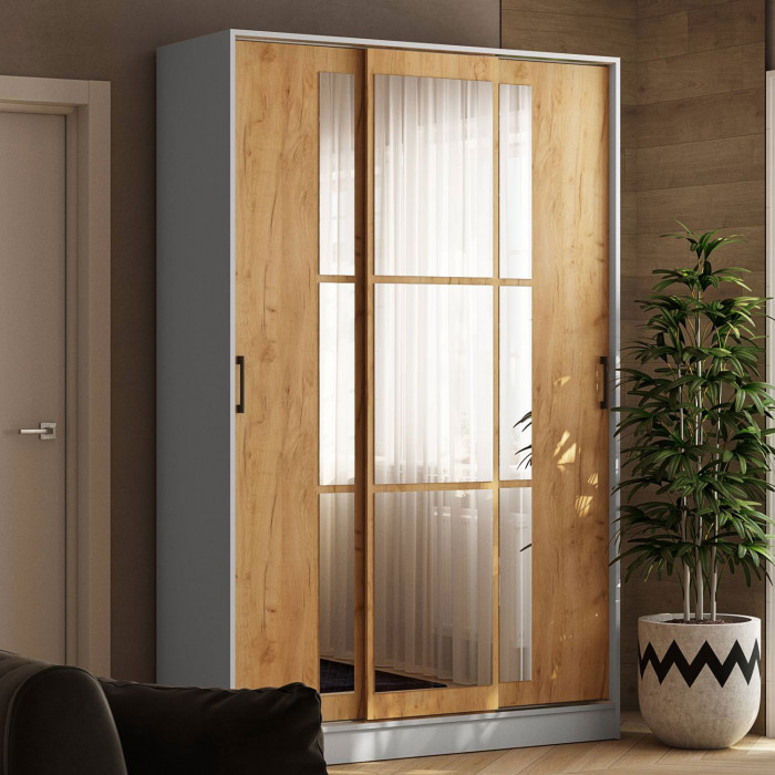 Шкаф-купе Стиль-2 1400 белый/дуб крафт золотой