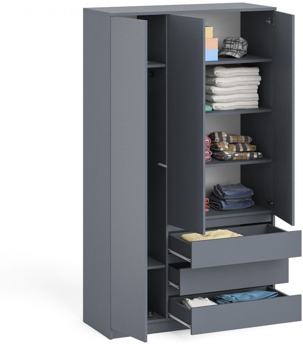 Мори Шкаф МШ1200.1, цвет графит, ШхГхВ 120,4х50,4х209,6 см., НЕ универсальная сборка