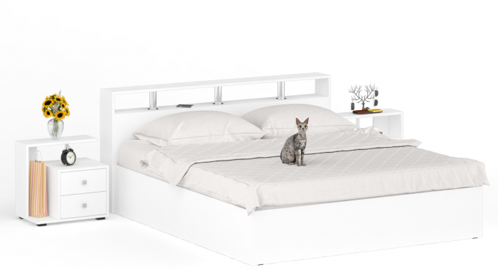 Камелия Кровать 1800 + две тумбы, белый