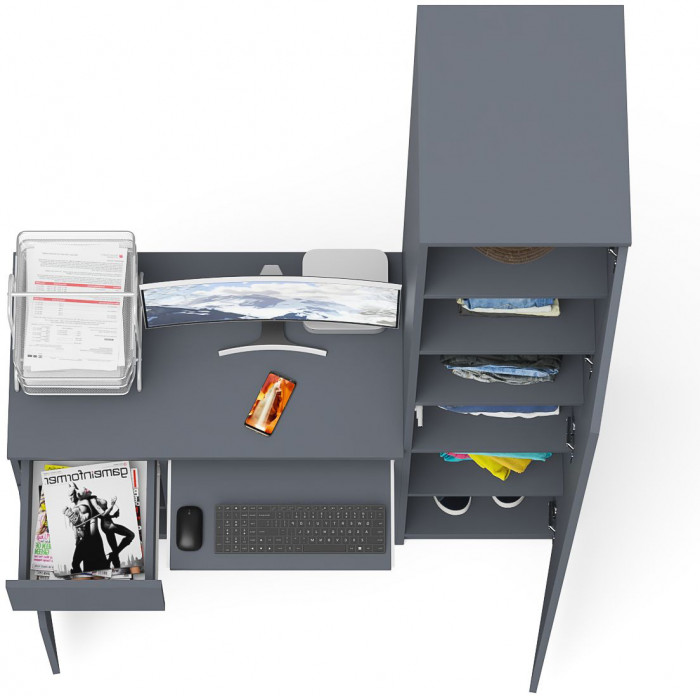 Мори компьютерный стол МС-1 левый + Пенал МШ400.1, графит