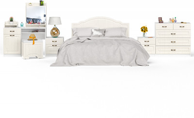 Ливерпуль Спальня № 2 12.46 + 10.118 + 10.117 + 14.02 + 10.103 + 11.08ОСН + две 08.146, цвет ясень ваниль/белый, сп. м. 1600х2000 мм., б/м, орт. есть