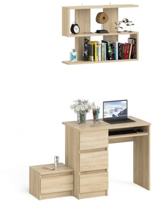 Мори Стол компьютерный МС-6 левый + Тумба ТМП400.1 + Полка 900, цвет дуб сонома, ШхГхВ 130,4х50х209,6 см., НЕ универсальная сборка