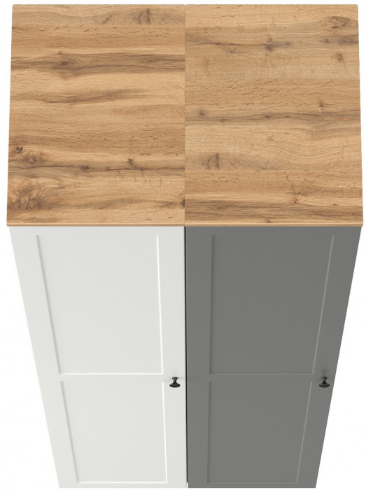Остин 13.225 Шкаф-пенал 2 шт., цвет белый шагрень/серый графит/дуб крафт золотой, ШхГхВ 80х54,3х229,6 см., универсальная сборка