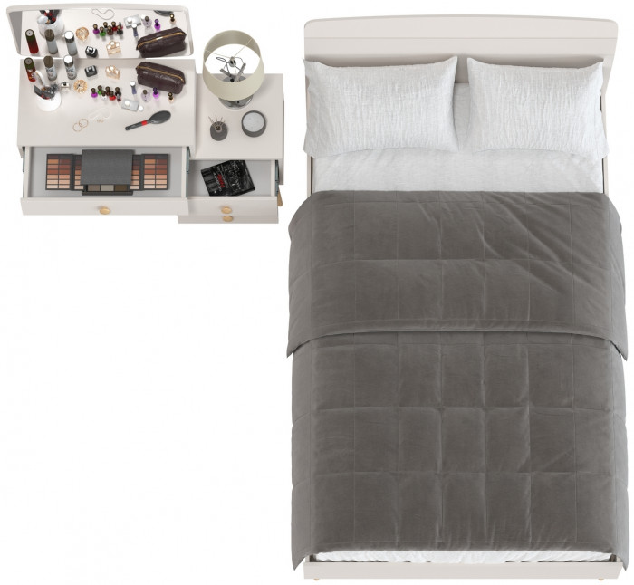 Афина Спальня Кровать 1200 + Трюмо, кашемир серый