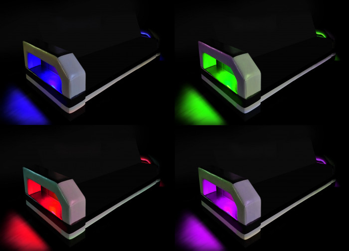 Диван-кровать раскладной еврокнижка, угловой Манчестер, с подсветкой, ширина спального места 160 см, рогожка/экокожа, бежевый