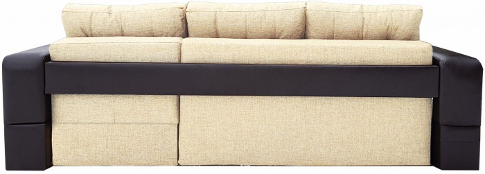 Диван-кровать раскладной еврокнижка, угловой Манчестер, с подсветкой, ширина спального места 160 см, рогожка/экокожа, бежевый