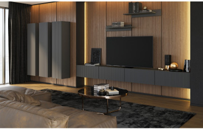 Модульная гостиная Оливия, композиция 6 (Графит, Графит глянец)