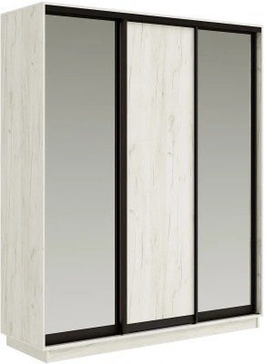 Тринити NEW Шкаф-купе 1800, Дуб крафт белый (вставка зеркало х2 + фасад)