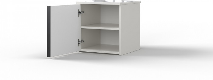 Прикроватная тумбочка "Агата" - Белый текстурный/Дуб полярный