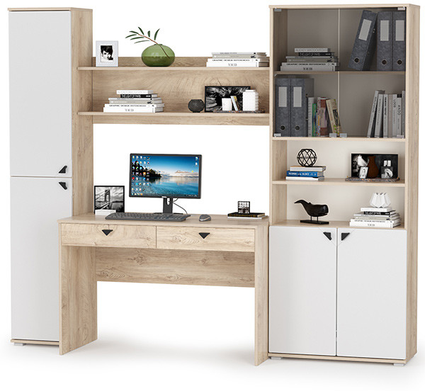 Бостон № 43, дуб эндгрейн элегантный/фасады МДФ милк рикамо софт