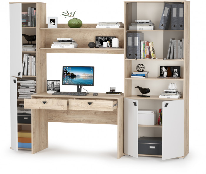 Бостон № 43, дуб эндгрейн элегантный/фасады МДФ милк рикамо софт