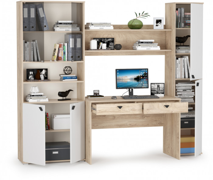 Бостон № 43, дуб эндгрейн элегантный/фасады МДФ милк рикамо софт