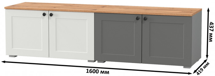 Остин 13.257 Тумба + 13.257 Тумба, белый шагрень/серый графит/дуб крафт золотой