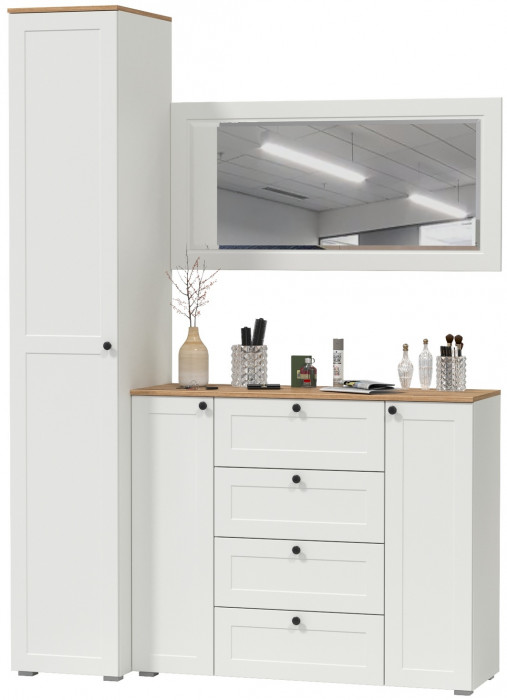 Остин Прихожая 20, белый шагрень/дуб крафт золотой