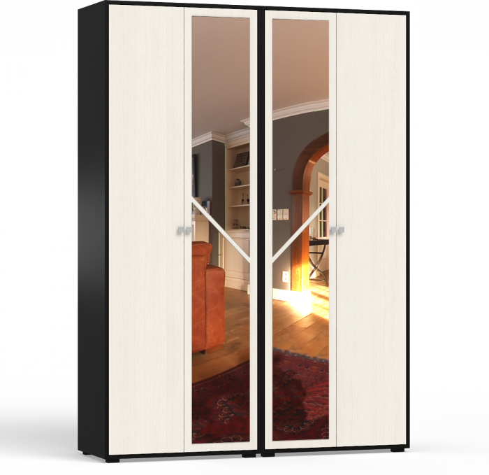 Камелия спальня № 4 Кровать 1800 + Две тумбы + Комод + Шкаф 4-х створчатый, венге/дуб лоредо