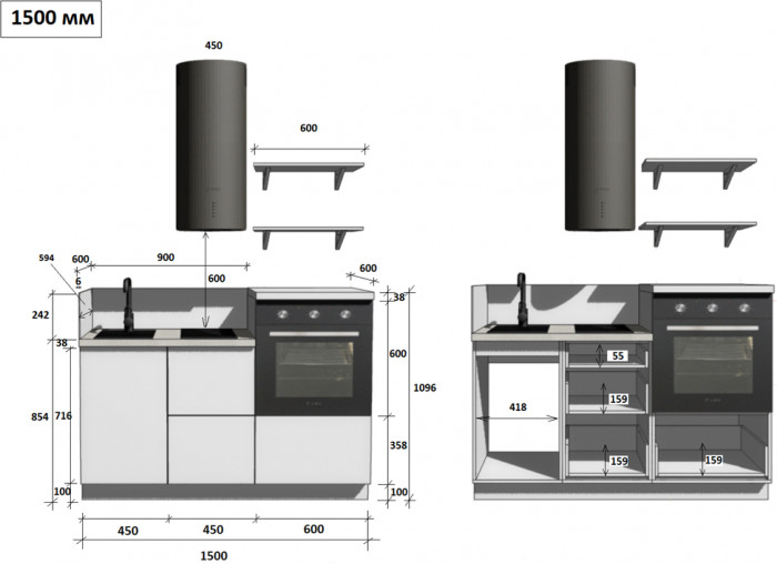 КГ 1500 ПВХ, Белый софт матовый Арника РМ в.3