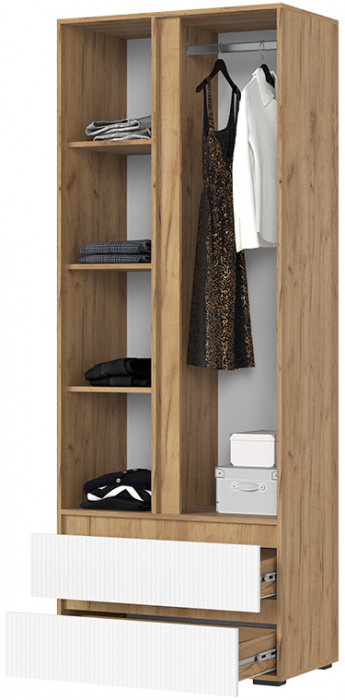 Хелен ШК 01 Шкаф 2х створчатый(0,800х2,100х0,460) МДФ белый супермат, белый/дуб крафт золото