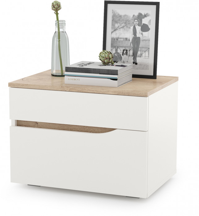 Муссон Кровать 11.28 + под. ортопед + 16.03 + 13.97 + Зеркало СВК + Тумба ТВ 13.276, белый/чёрный/дуб эндгрейн элегантный/кожзам белый, 1600х2000, б/м