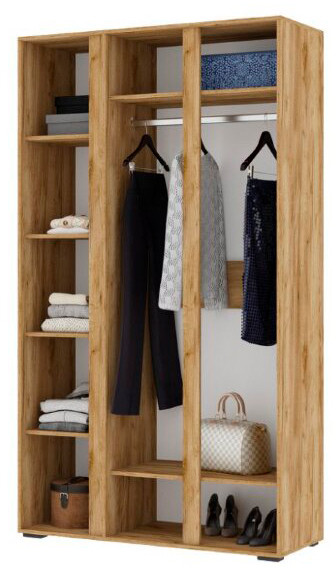 Хелен ШК 02 Шкаф 3х створчатый с зеркалом (1,200х2,100х0,460) белый/дуб крафт золото