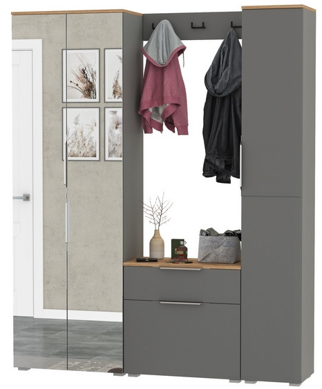 Октава Прихожая 23, серый графит/дуб крафт золотой/фасады МДФ серый графит