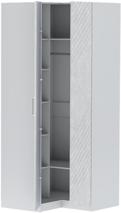 Шкаф угловой "Иннэс-7" - Белый/Бетон снежный