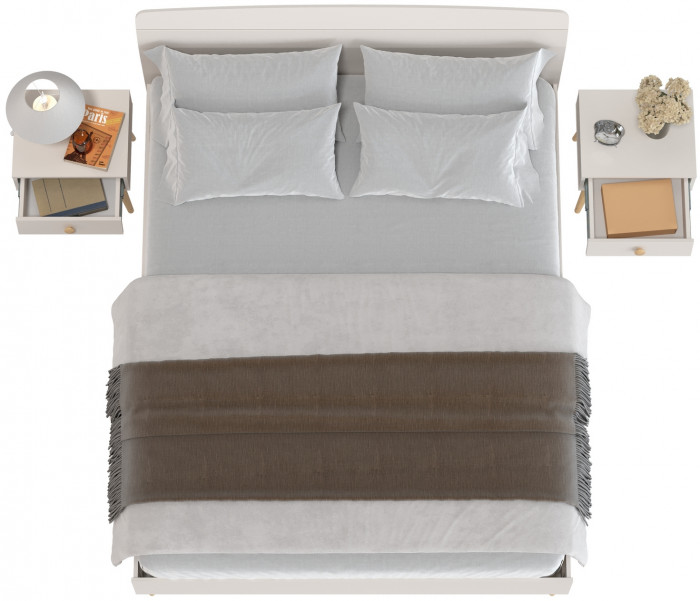 Афина Спальня Кровать 1600 + Две тумбы, цвет кашемир серый, ШхГхВ 164,6х210,2х95,6 + 2х45х37х45 см., сп.м. 1600х2000 мм., б/м, основание есть