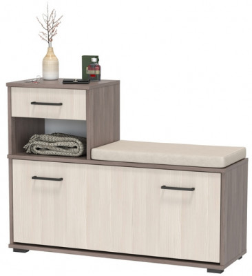 Лира ГК 2-0714бод.тем/св Тумба под обувь, цвет бодега тёмный/бодега светлый, ШхГхВ 100х33х75,5 см., универсальная сборка