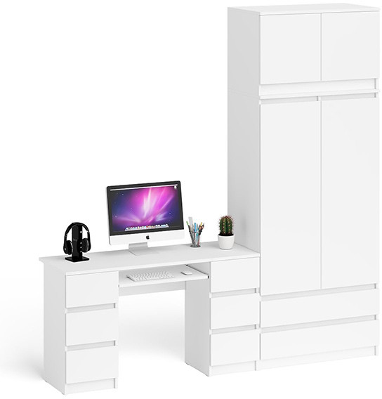 Мори компьютерный стол МС-2 + Шкаф МШ900.1 + Антресоль МА900.1, белый