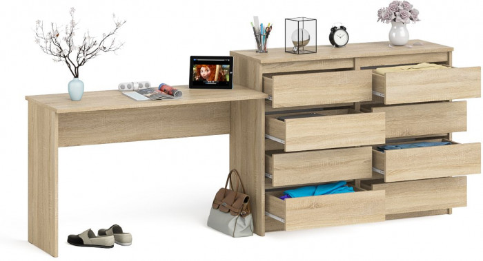Мори письменный стол МСП1200.1 + Комод МК1200.8, дуб сонома