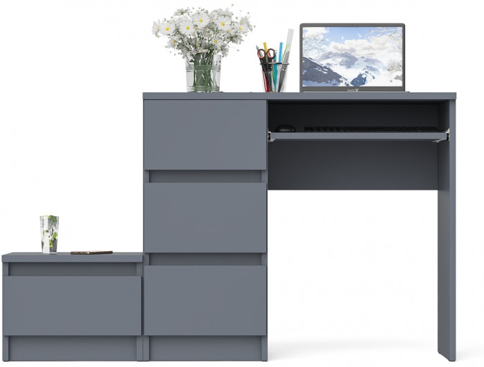 Мори Стол компьютерный МС-6 левый + Тумба ТМП400.1, цвет графит, ШхГхВ 130,4х50х76,6 см., выдвижные ящики слева, НЕ универсальная сборка