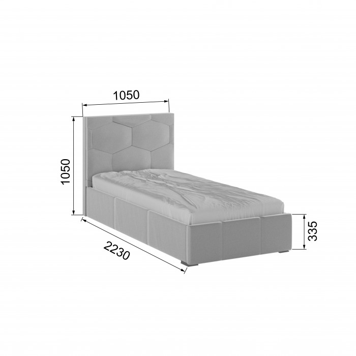 Манука Кровать интерьерная 900 светло-серый, ПМ