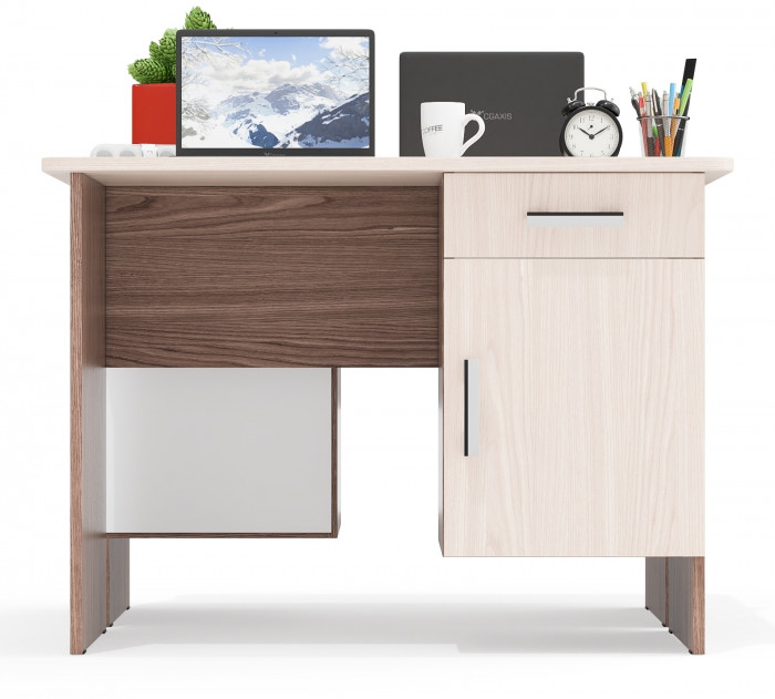 Два стола письменных С-МД-1-09, цвет ясень шимо светлый/ясень шимо тёмный, ШхГхВ 210х57х75 см., НЕ универсальная сборка