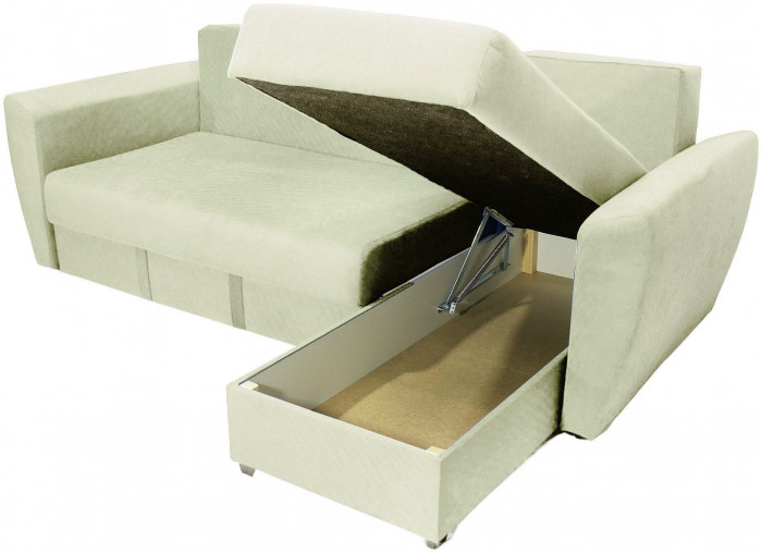 Диван-кровать угловой Амстердам Люкс, 150х200, еврокнижка, велюр, бежевый