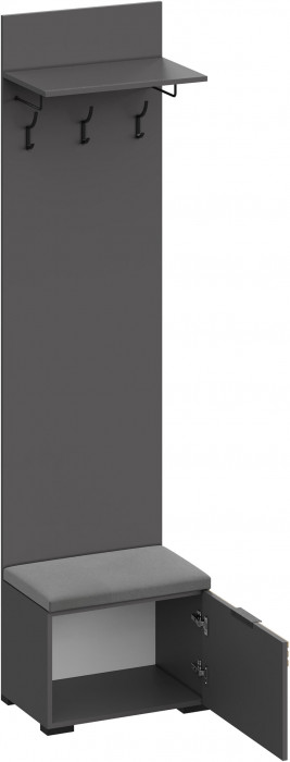 Модульная Прихожая Нао, набор №2, Графит/Графит, Дуб вотан, Simple 27