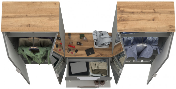 Октава Прихожая 24, серый графит/дуб крафт золотой/фасады МДФ серый графит