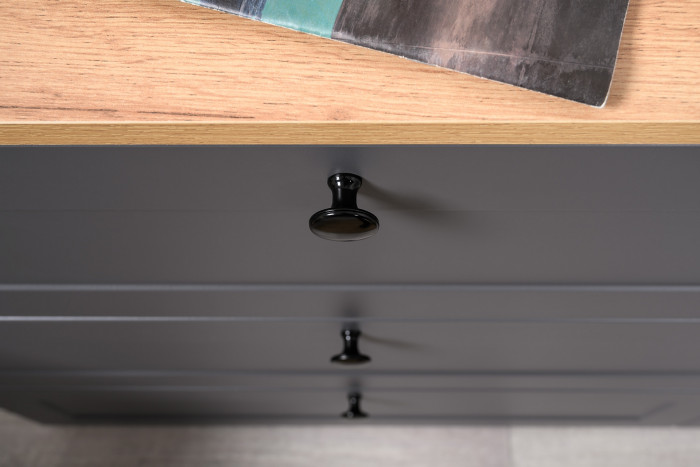 Остин 11.53 Кровать + ортопед + 13.224 Шкаф + 16.240 Комод, серый графит/дуб крафт золотой